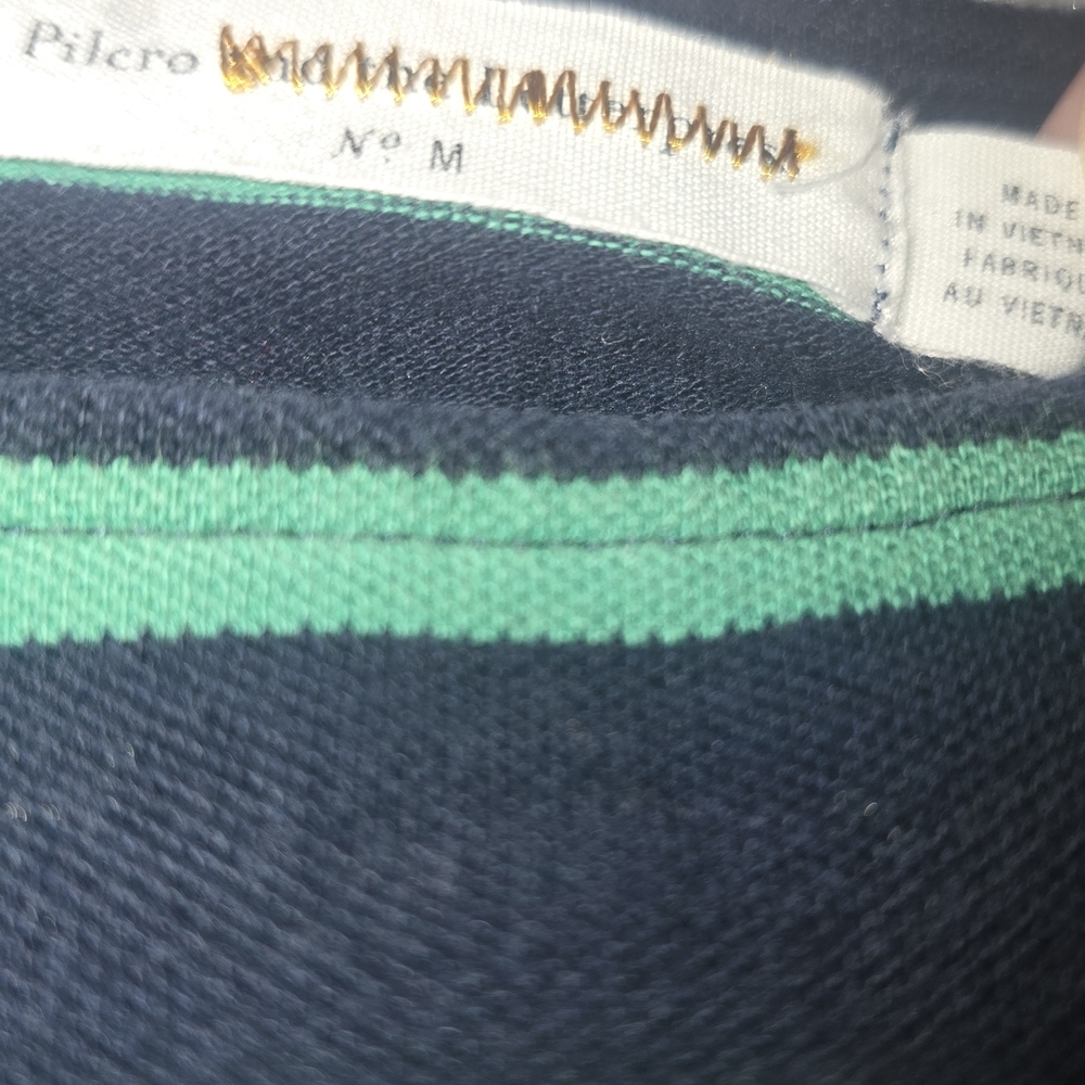 Pilcro ANTHROPOLOGIE Navy and Teal Striped Short Sleeve Tee M - Picture 4 of 8